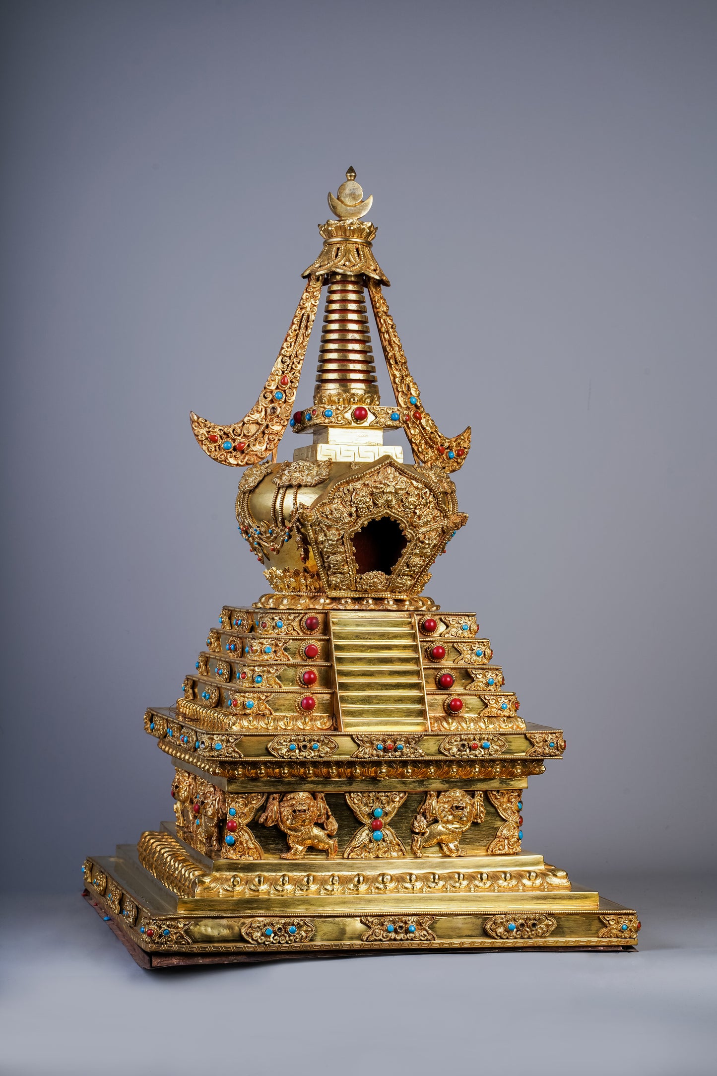 22 inch/ 56 cm Stupa of the Descent from Tushita Heaven | ལྷ་བབ་ཆོར་རྟེན།