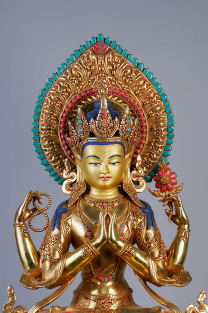 22 inch/ 56 cm Four-Armed Avalokitesvara