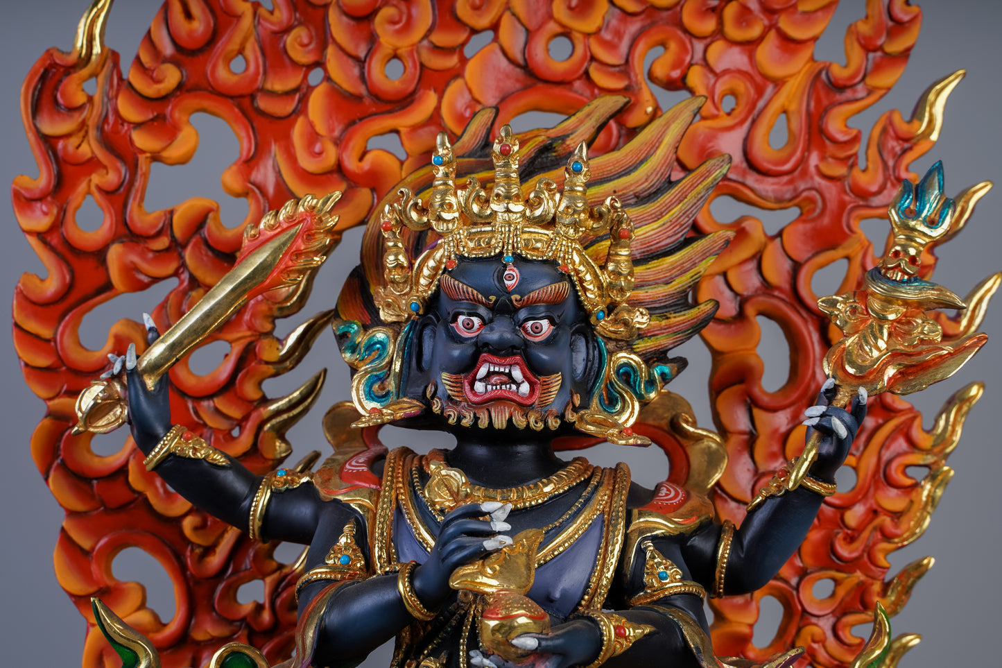 12 inch/ 33 cm Four Armed Mahakala | མགོན་པོ་ཕྱག་བཞི | 玛哈嘎拉