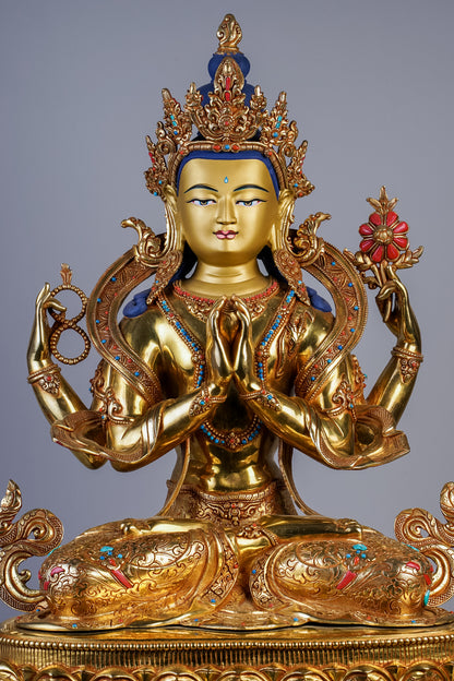 21 inch/ 53 cm Four-Armed Avalokitesvara
